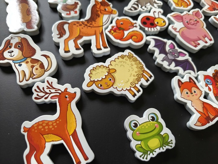 MAGNESY NA LODÓWKĘ DLA DZIECI ZESTAW EDUKACYJNY ZWIERZĘTA PREZENT 30