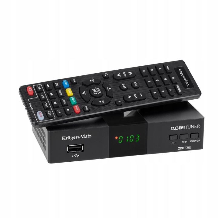 Tuner DVB-T2 H.265 HEVC Kruger&Matz HDMI SCART PVR EPG USB dekoder