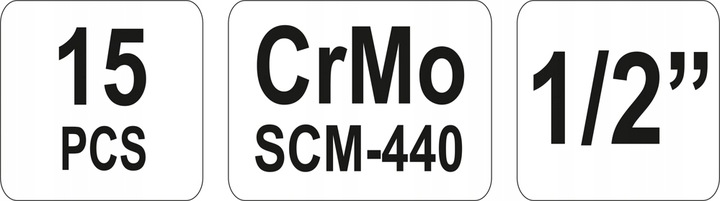 YATO ZESTAW KOMPLET NASADKI KLUCZE UDAROWE DŁUGIE 1/2 15 EL WALIZKA