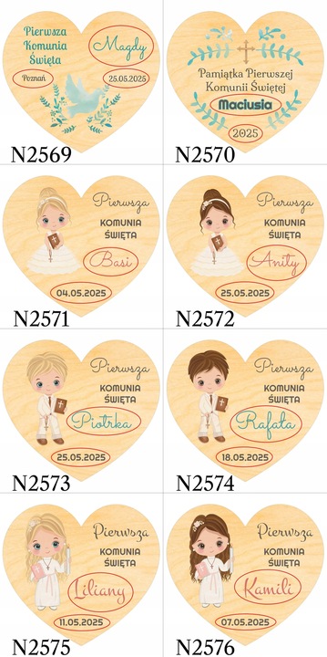 Podziękowania dla gości KOMUNIA na CHRZEST I ROCZEK URODZINY magnes 10