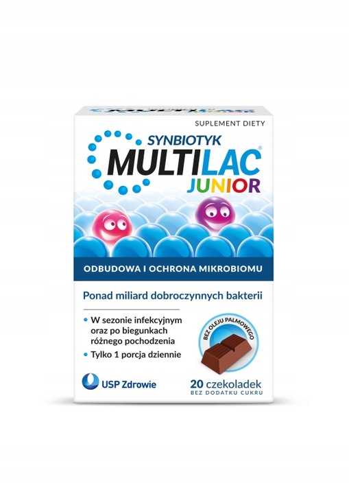 MULTILAC JUNIOR probiotyk dla dzieci czekoladki 20 szt