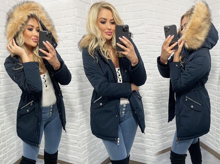 ZIMOWA PANTERA CIEPŁA PARKA KURTKA NA MISIU L