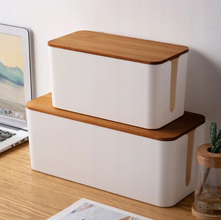 POJEMNIK ORGANIZER NA KABLE LISTWY BOX DREWNO M
