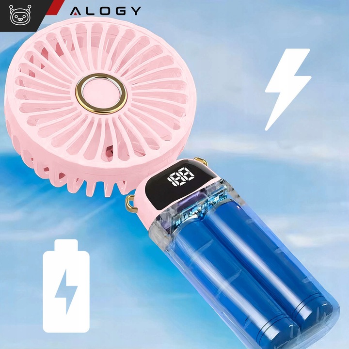 Wentylator wiatrak stojący ręczny biurkowy cichy mocny mały USB-C 1200 mAh