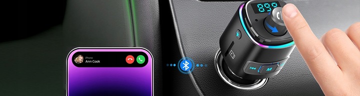 Transmiter bluetooth FM samochodowy SZYBKA ładowarka PD 23W QC3.0