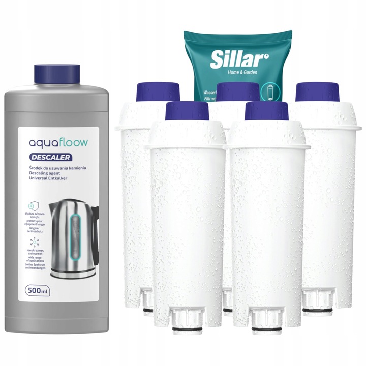 Odkamieniacz do ekspresu + 5x filtr do wody do ekspresu Delonghi