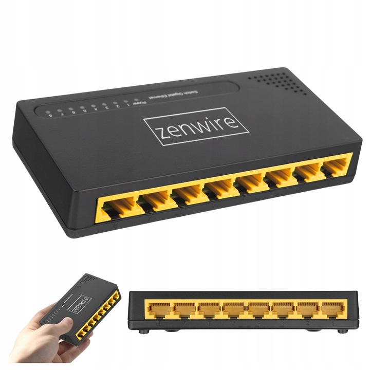 Switch Rozdzielacz LAN 8 Portów Gigabit Ethernet RJ45 1000 MB do Internetu