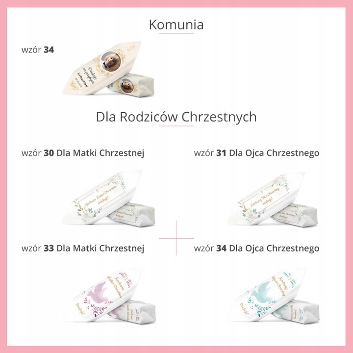 KRÓWKI NA ŚLUB CHRZEST KOMUNIĘ 1 KG Personalizowane krówki prezentowe