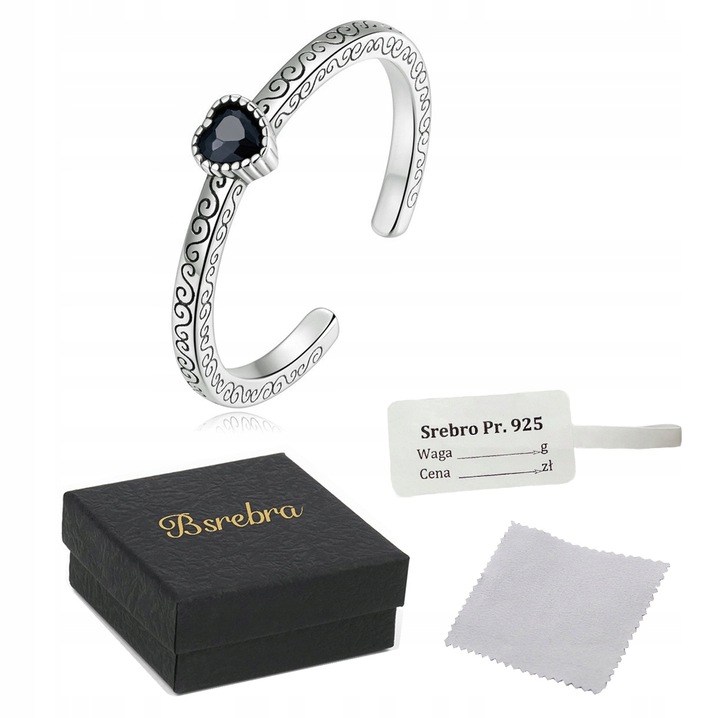 Pierścionek Srebrny 925 Z Serce Wzór Pierścionki Srebrne Regulowany Srebro