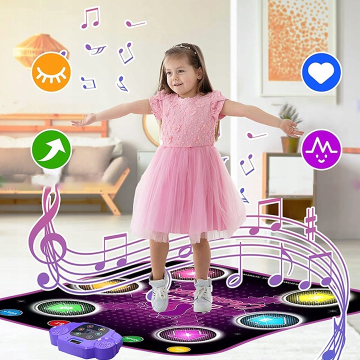 Elektryczny dywan do tańca dla dzieci ze światłami i pozytywką Bluetooth
