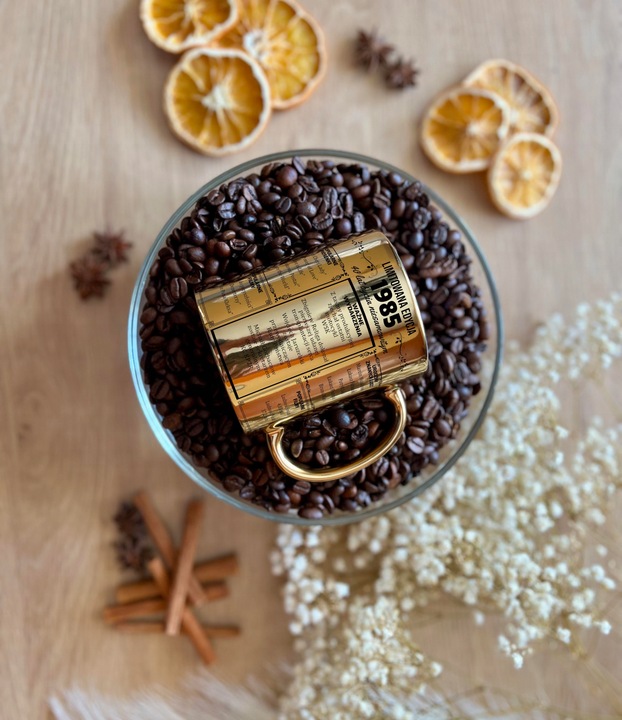 ZŁOTY KUBEK - PREZENT NA 40 URODZINY WAŻNE WYDARZENIA 40 LAT 1985 ROK