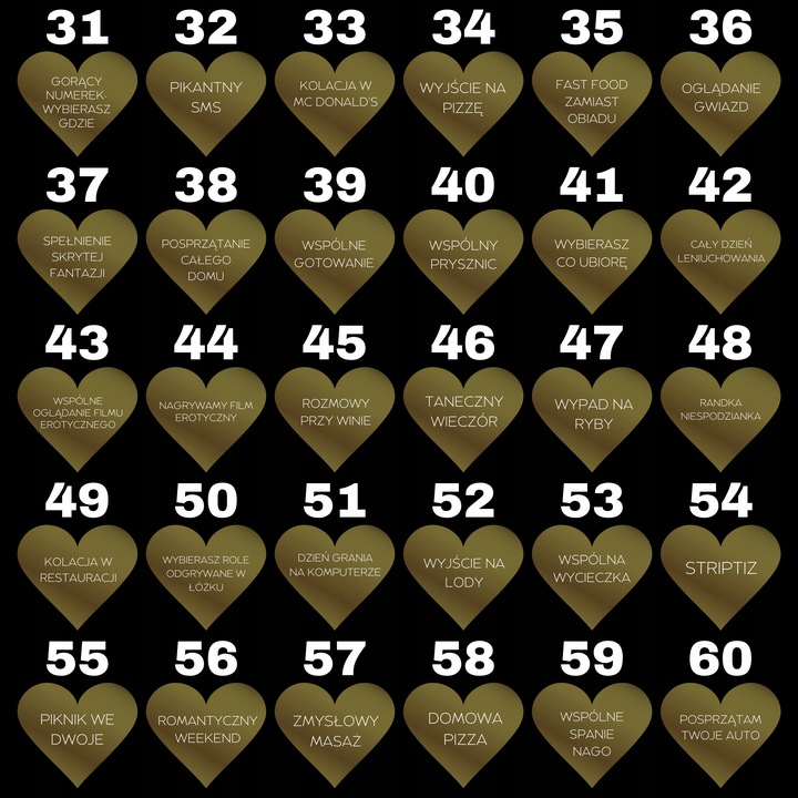 KUPONY PRZYJEMNOŚCI ZDRAPKI 12 sztuk DLA CHŁOPAKA DZIEWCZYNY WALENTYNKI