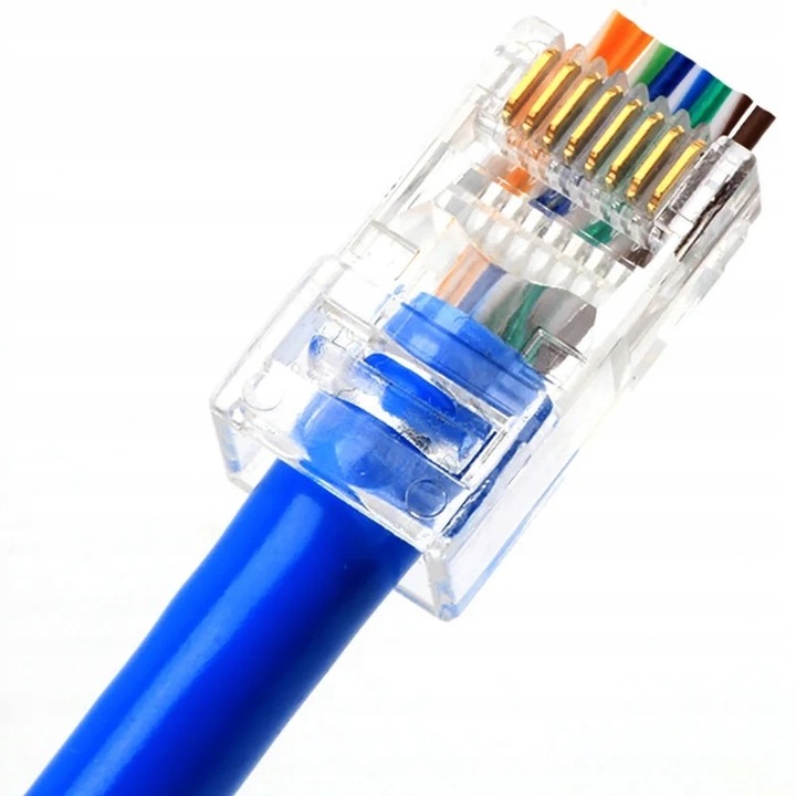 100 x Wtyki Złącza Końcówki Przelotowe Kat. 5E RJ45 8P8C 5E RJ 45 100 sztuk