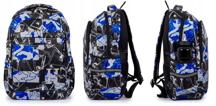 Tornister szkolny plecak młodzieżowy we wzory Duży 24L 3 kolory Klasa 4-8