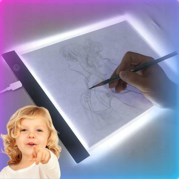 TABLET GRAFICZNY TABLICA DESKA KREŚLARSKA do rysowania kalka LED A4 PREZENT