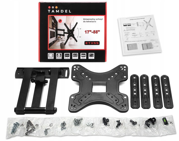 Uchwyt do Telewizora 17-55 cali Obrotowy Długie Ramię 42cm Wieszak TV
