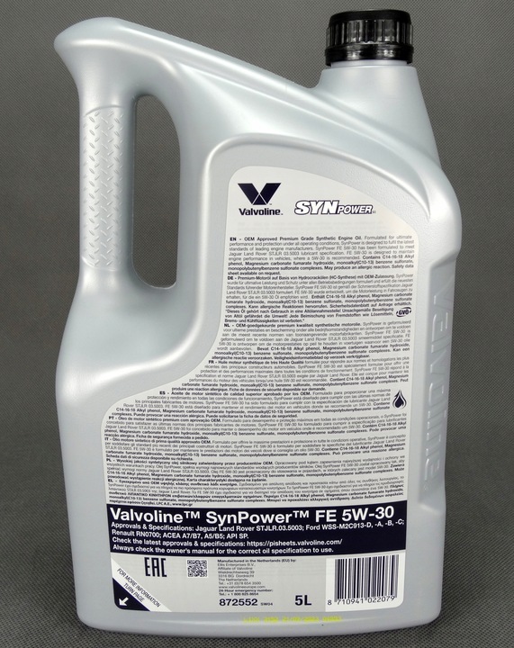 VALVOLINE SYNPOWER FE 5W30 Ford 913D A5/B5 5L