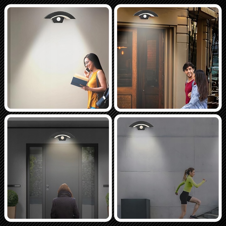 Kinkiet Ścienny Zewnętrzny Lampa Elewacyjna Czujnik Ruchu Zmierzchu 12W