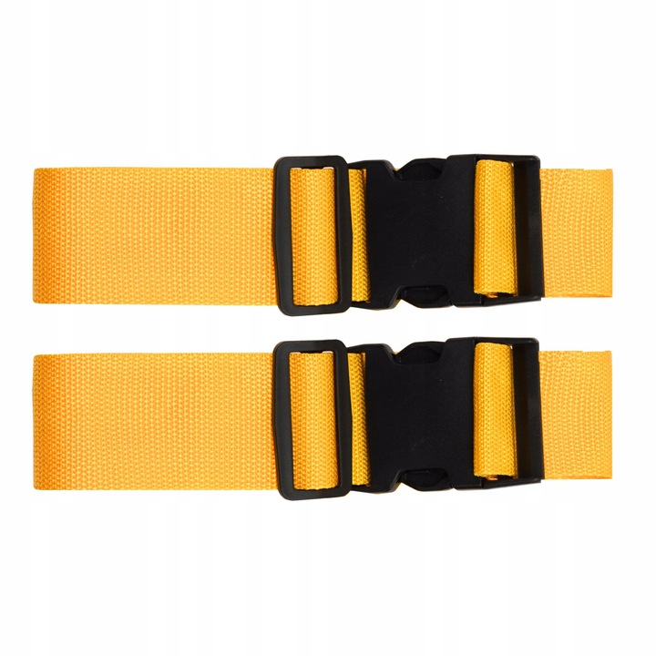 4x PAS BAGAŻOWY podwójny żółty nylon 190cm x 5cm + 4x PRZYWIESZKI metalowe