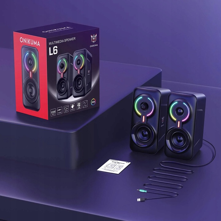 ONIKUMA L6 GŁOŚNIKI GAMINGOWE RGB BLUETOOTH 5.0 USB AUX DO KOMPUTERA GRANIA