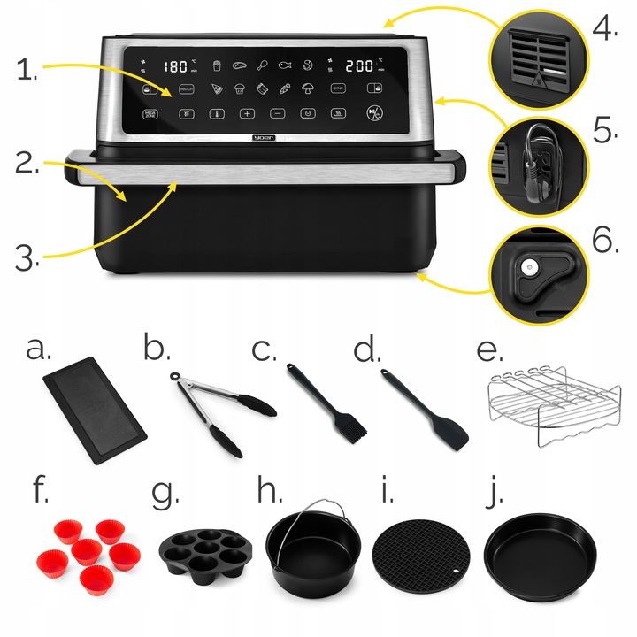 Frytkownica beztłuszczowa 11L Air Fryer Yoer 2800W 12 programów 23