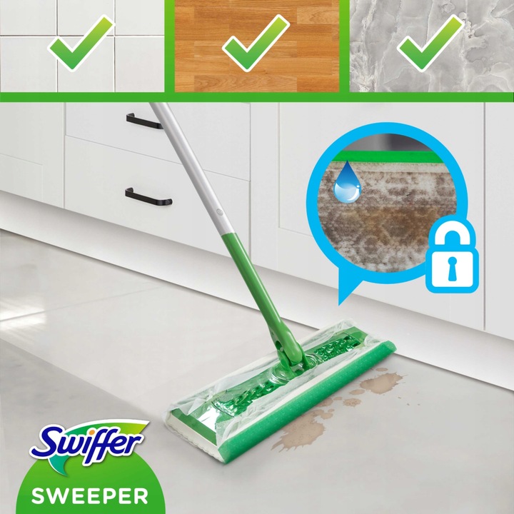 Swiffer Dry+Wet Kit Zestaw: mop, 8 suchych i 3 mokre chusteczki do kurzu
