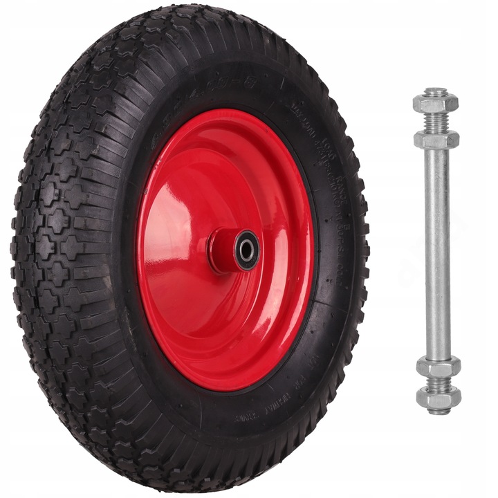 KOŁO KÓŁKO DO TACZKI TACZEK POMPOWANE Z OSIĄ MOCNE Z DĘTKĄ 4.00-8 2PR