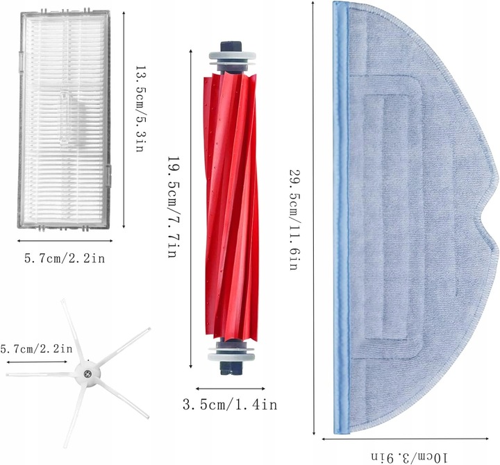 ZESTAW FILTRY SZCZOTKI MOP DO XIAOMI ROBOROCK S7 T7 T7S S70 S75 Plus Max +
