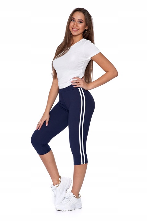 FIT GETRY DAMSKIE LEGGINSY PEACH TOUCH Z LAMPASAMI 3/4 PLUS SIZE MORAJ XXL