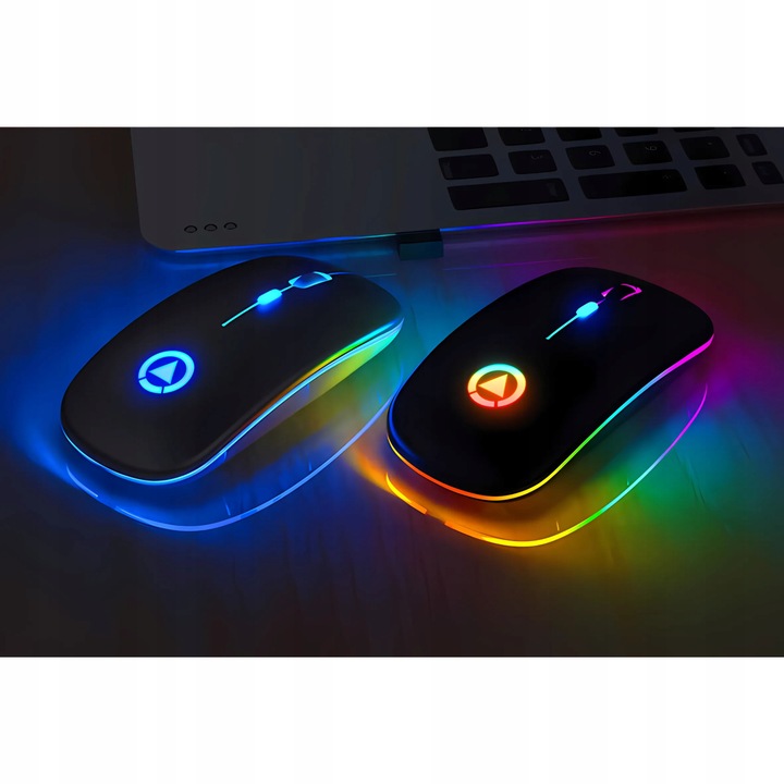 MYSZKA BEZPRZEWODOWA CICHA MYSZ OPTYCZNA DO LAPTOPA PODŚWIETLANA BIAŁA LED