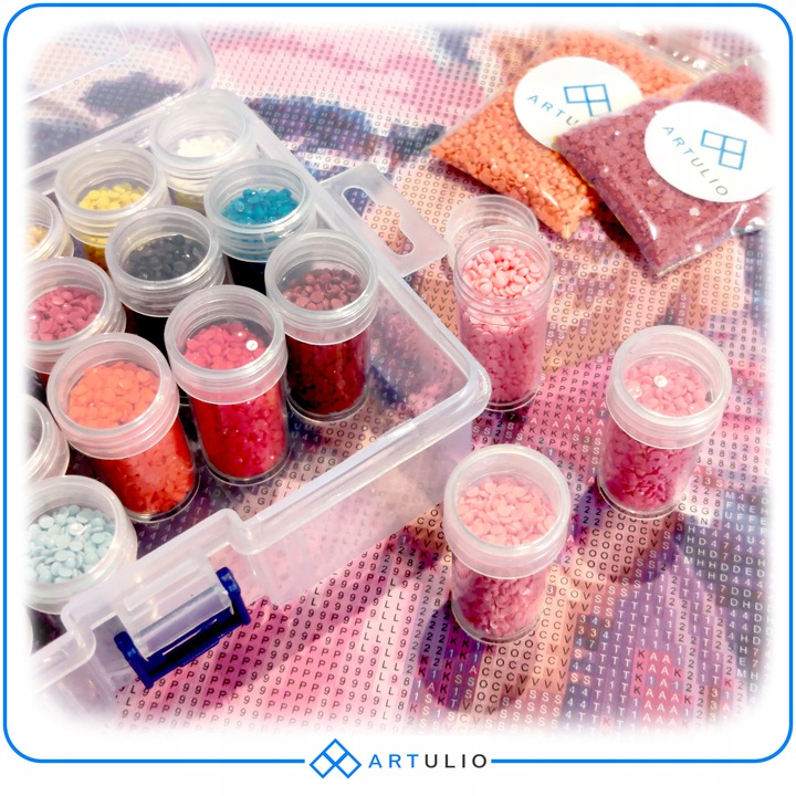 Zestaw 24 pojemników do diamond painting akcesoria haft diamentowy mozaika