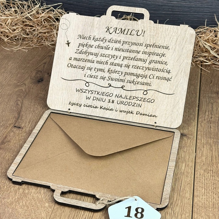 Pudełko na pieniądze Kartka PREZENT na 18 URODZINY dla chłopaka