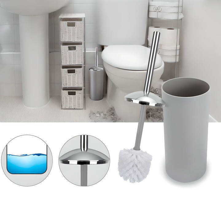 ZESTAW ŁAZIENKOWY 6 ELEMENTÓW AKCESORIA DO WC KOSZ DOZOWNIK SZARY