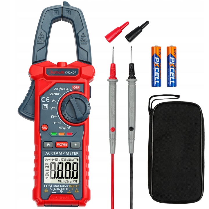 Cyfrowy miernik cęgowy Multimetr AstroAI 2000 zliczeń Tester