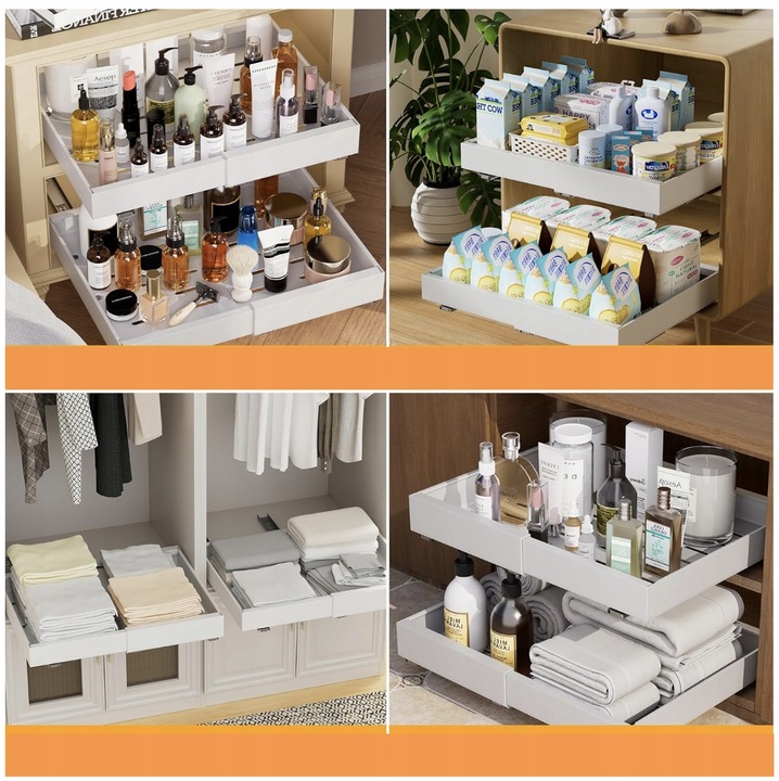 SZUFLADA KUCHENNA WYSUWANA 32-50CM REGULOWANA WYSUWANY KOSZ KUCHENNY