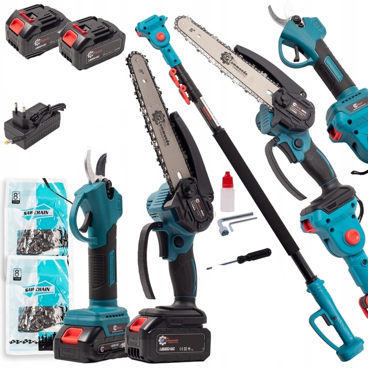 ZESTAW PIŁA AKUMULATOROWA 8" SEKATOR NA WYSIĘGNIKU TELESKOPOWYM 4M 2X