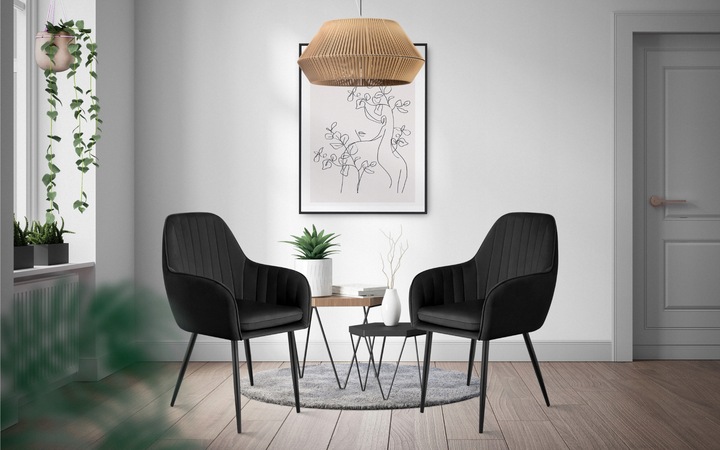 Krzesło welurowe tapicerowane MARK ADLER czarne do jadalni salonu loft