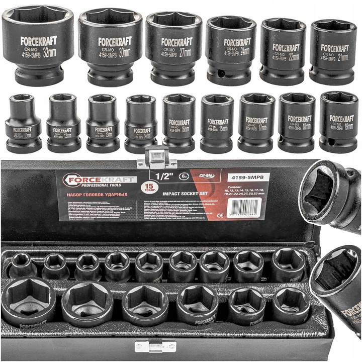 NASADKI UDAROWE ZESTAW NASADEK UDAROWYCH W KASETCE 15 ELEMENTÓW 1/2''