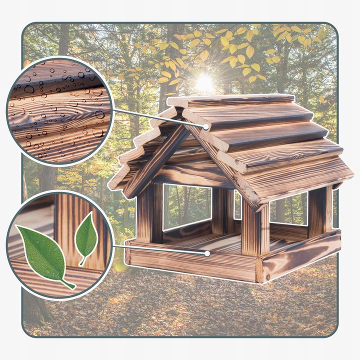 Karmnik Dla Ptaków Na Ziarno Duży Stojący Opalany Solidny + Słonecznik