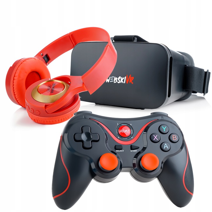 ZESTAW DO GIER OKULARY GOOGLE VR 360 STOPNI 3D PILOT BLUETOOT SŁUCHAWKI