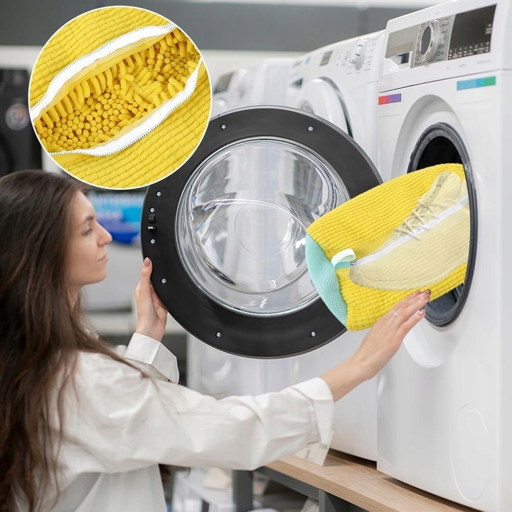 WOREK SIATKA DO PRANIA OBUWIA BUTÓW DO PRALKI ŻÓŁTE