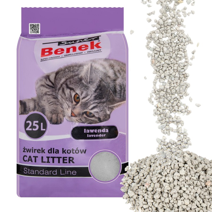 SUPER BENEK Żwirek Lawenda 25l