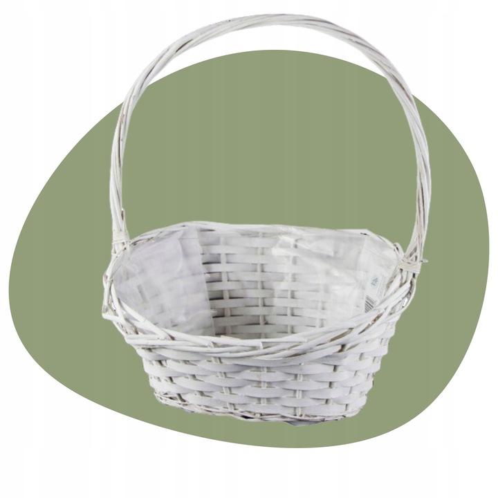 KOSZ PREZENTOWY DELIKATESOWY BIAŁY WIKLINOWY KOSZYK ŚLUB WESELE
