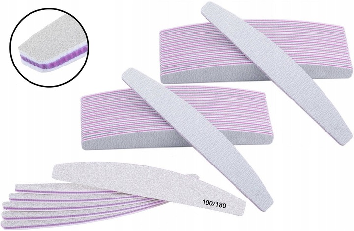 Pilniki Łódka Zebra Dwustronny Do Paznokci Manicure Pedicure 100/180 x 50