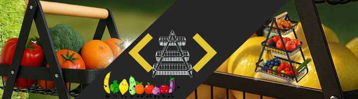 KOSZ NA OWOCE Koszyk na Warzywa Stojak Piętrowy Czarny 3 Poziomy