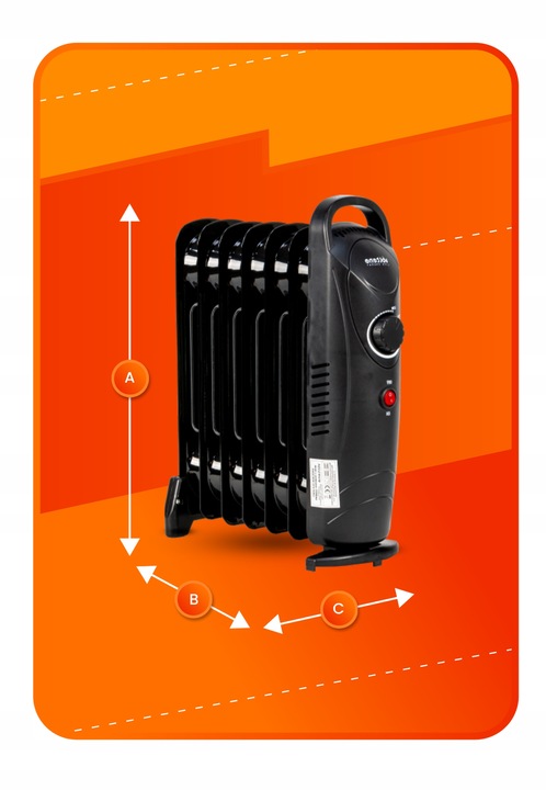 GRZEJNIK ELEKTRYCZNY 700 WATT OLEJOWY 7 ŻEBEREK TERMOSTAT ŻEBERKOWY OLEJAK