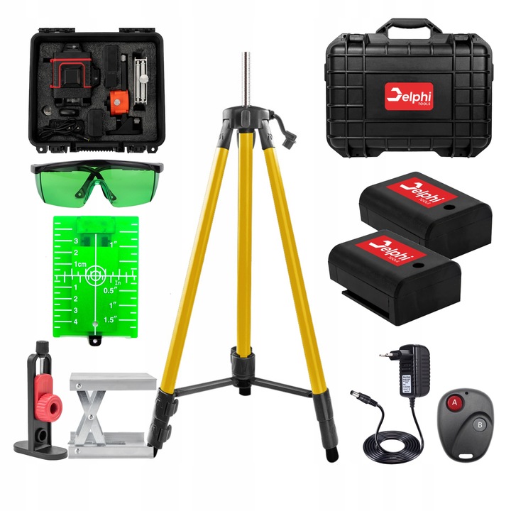 LASER KRZYŻOWY Poziomica Laserowa 16 Linii + STATYW 115cm Zielony +