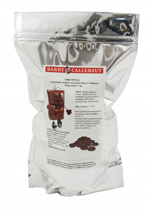 NAJLEPSZA Czekolada GORZKA 72,5% 1 KG BARRY CALLEBAUT fondue