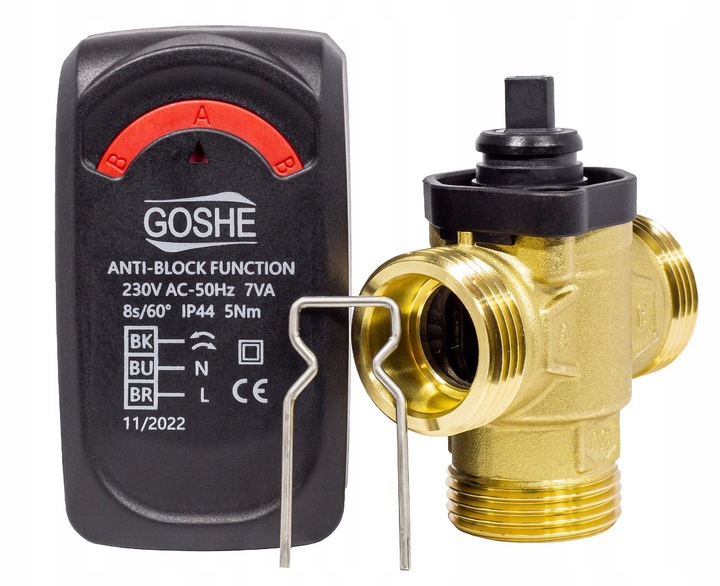 ZAWÓR STREFOWY PRZEŁĄCZAJĄCY 3-DROGOWY 1" CAL DN25 KVS 8m³/h Z