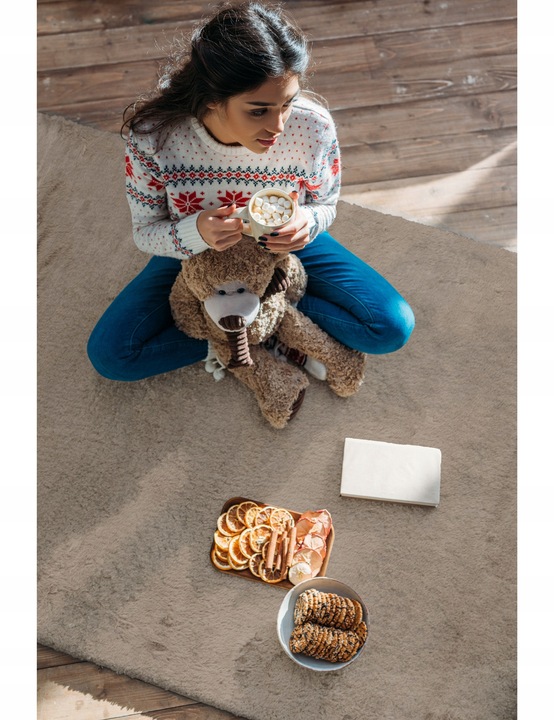 DYWAN PLUSZOWY MIĘCIUTKI RABBIT SHAGGY PLUSZ WŁOCHACZ FUTRO KRÓLIKA